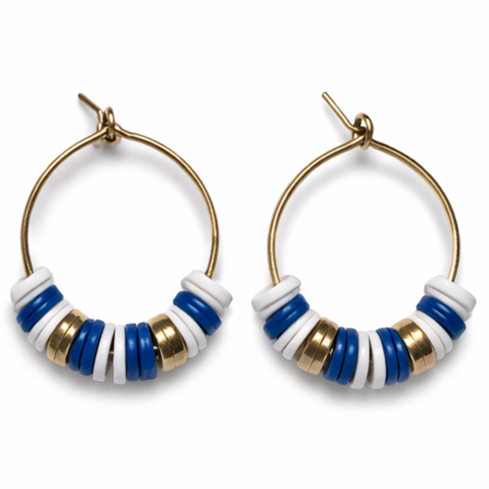 Stylish Gold and Blue Hoop Earrings